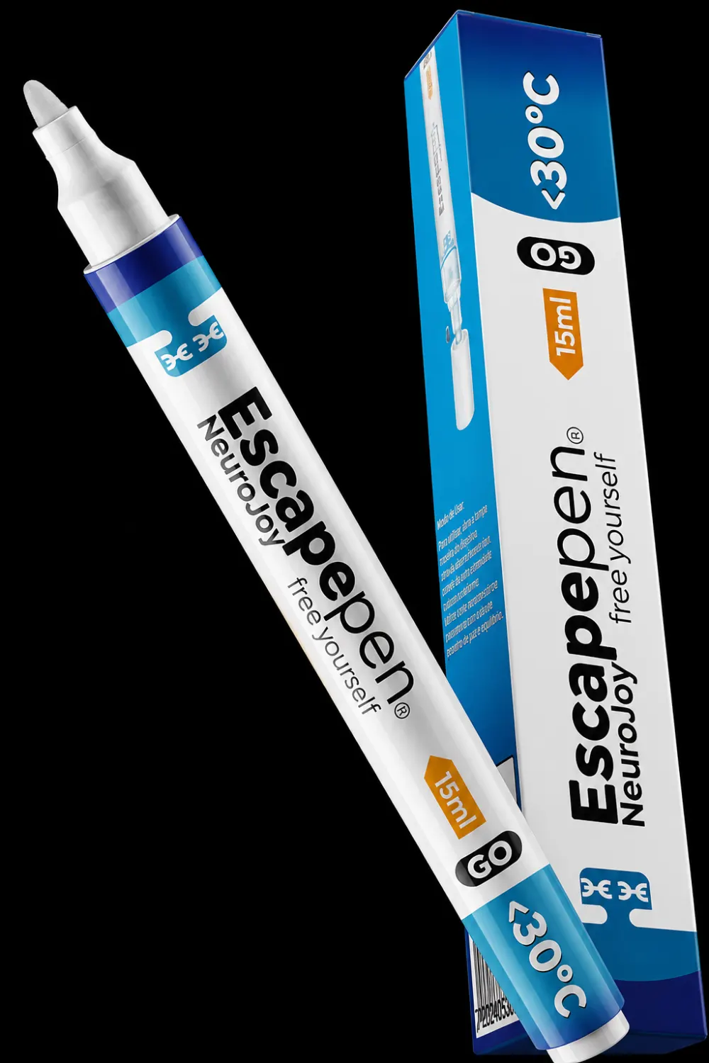 Caneta Escapepen NeuroJoy e caixa do produto